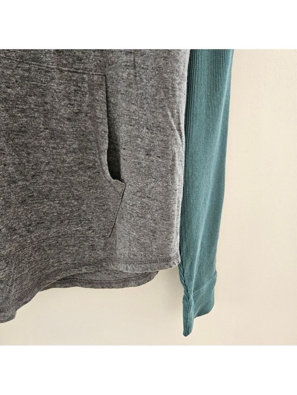 George Men’s Hooded Pullover Hoodie Size Large Grey & Teal Colorblock - Picture 4 of 5